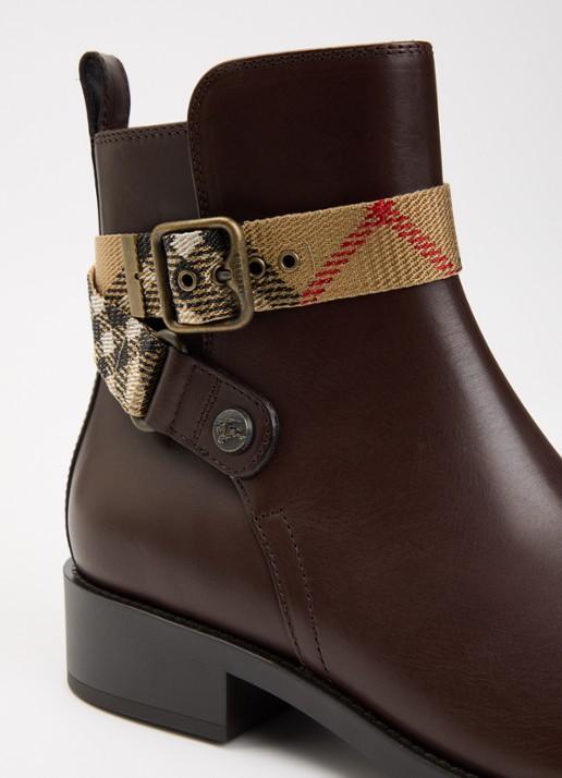 Burberry Huntley enkellaarsje van kalfsleer - detail 4 kastanjebruin