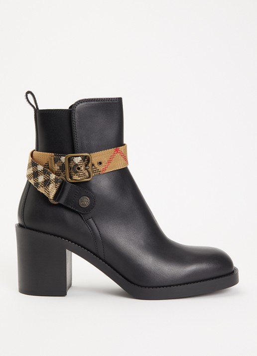 Burberry Huntley enkellaarsje van kalfsleer - voorkant 4 zwart