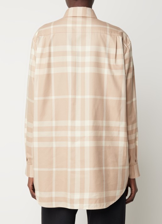 Burberry Ivana blouse met borstzakken en ruitdessin - achterkant 3 donkerbeige