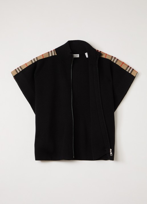 Burberry Izza fijngebreid vest - voorkant 3 zwart
