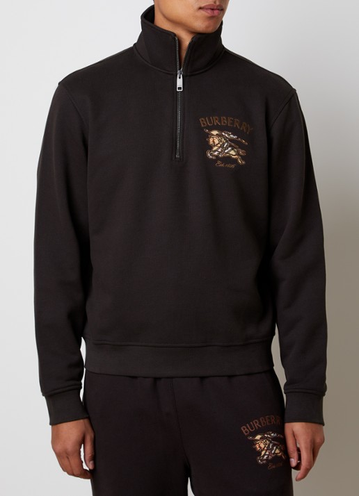 Burberry Jacob sweater met halve rits en logoborduring