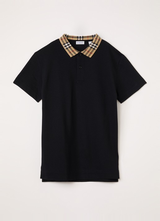 Burberry Johane polo van piqué katoen - voorkant zwart