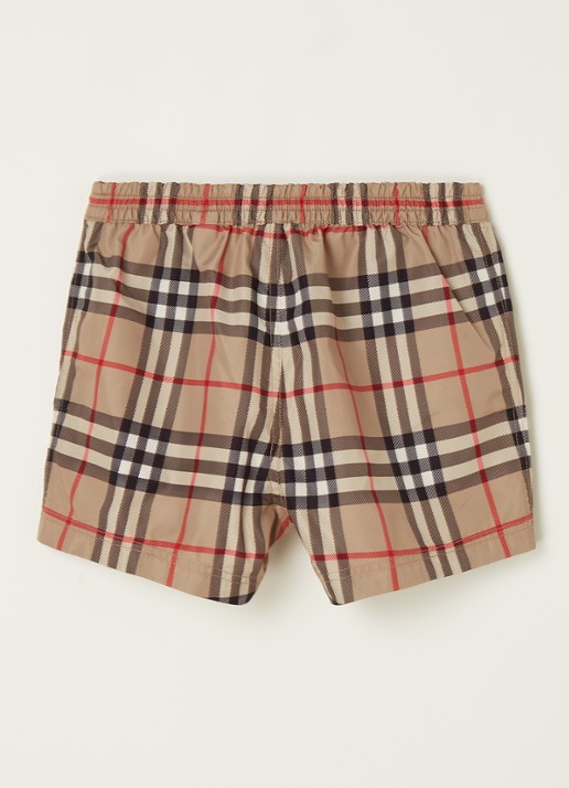 Burberry Kameron zwembroek met ruitdessin en logo - voorkant 2 camel