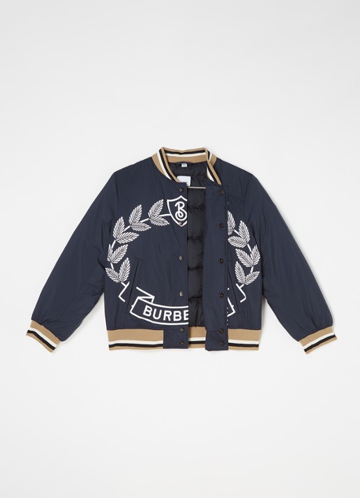 Burberry Kaziah bomberjack met donsvulling en logoprint - voorkant 2 donkerblauw