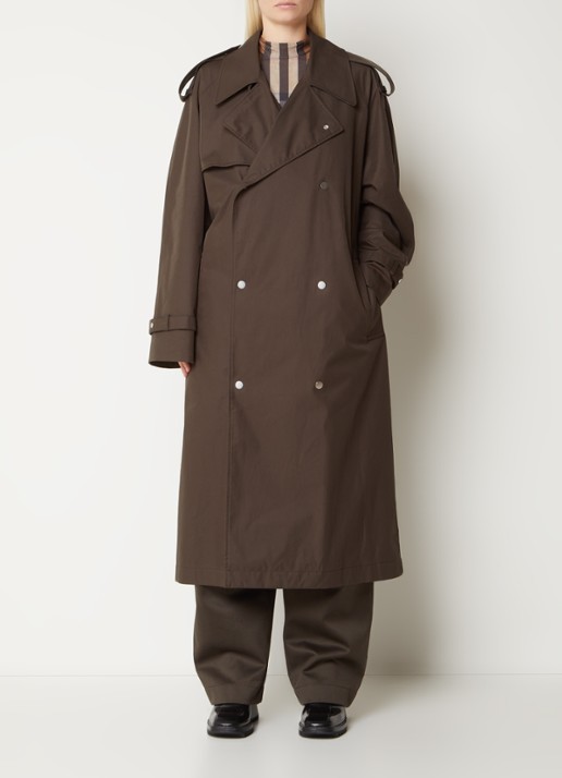 Burberry Kennington oversized double-breasted trenchcoat met kraag van imitatiebont - voorkant 6 bronsgroen