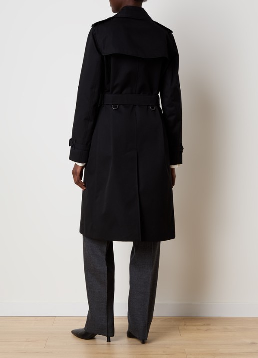 Burberry Kensington double-breasted trenchcoat met ceintuur - achterkant zwart
