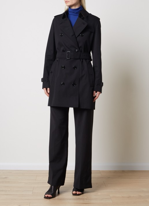 Burberry Kensington double-breasted trenchcoat met ceintuur - voorkant 6 zwart