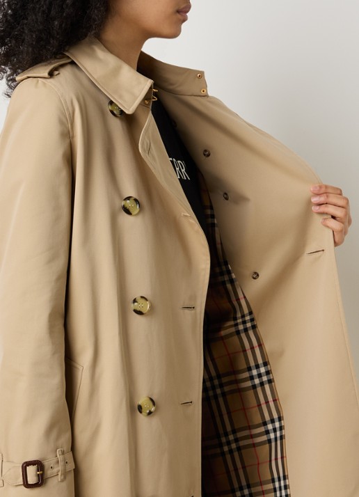 Burberry Kensington trenchcoat met ceintuur - detail 4 beige