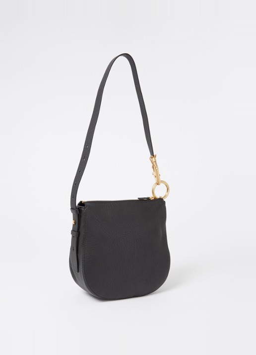 Burberry Knight Small clutch van kalfsleer met afneembare schouderriem - achterkant zwart