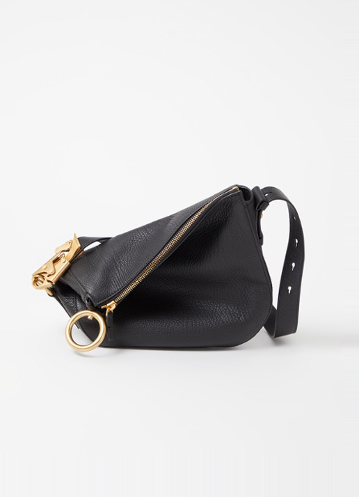 Burberry Knight Small clutch van kalfsleer met afneembare schouderriem - voorkant 2 zwart