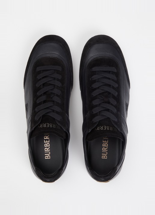 Burberry Knight sneaker van leer met details van suède - detail 3 zwart