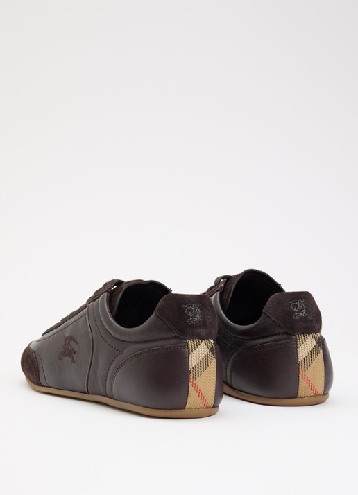 Burberry Knight sneaker van leer met details van suède - achterkant 2 donkerbruin