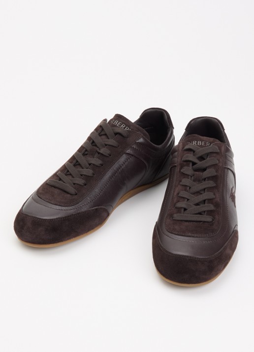 Burberry Knight sneaker van leer met details van suède - detail 3 donkerbruin