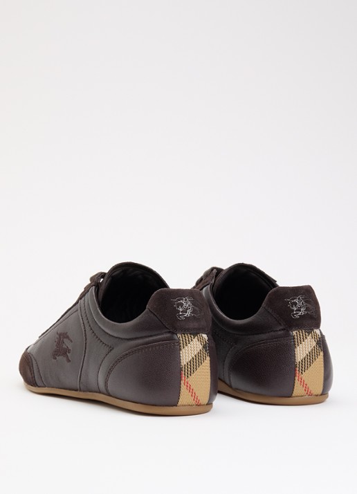 Burberry Knight sneaker van leer met details van suède - achterkant 3 donkerbruin