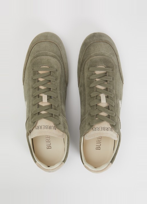 Burberry Knight sneaker van suède - detail 4 groen