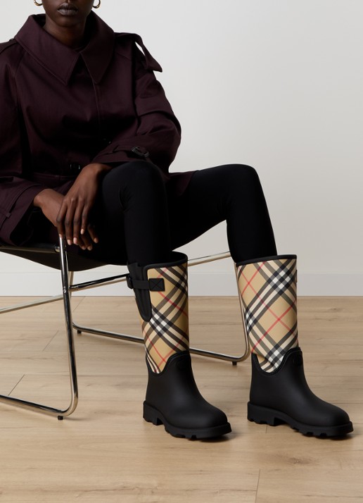 Burberry Laars met ruitdessin - voorkant 2 zwart