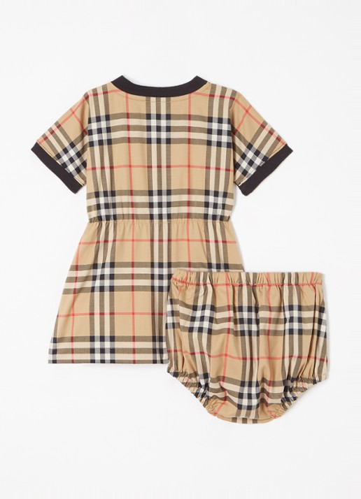 Burberry Lenore T-shirt jurk met ruitdessin en bloomer - voorkant 2 zwart