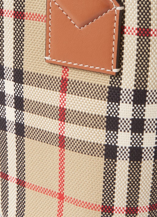 Burberry London Mini shopper met ruitdessin en kalfsleren details - detail 3 beige
