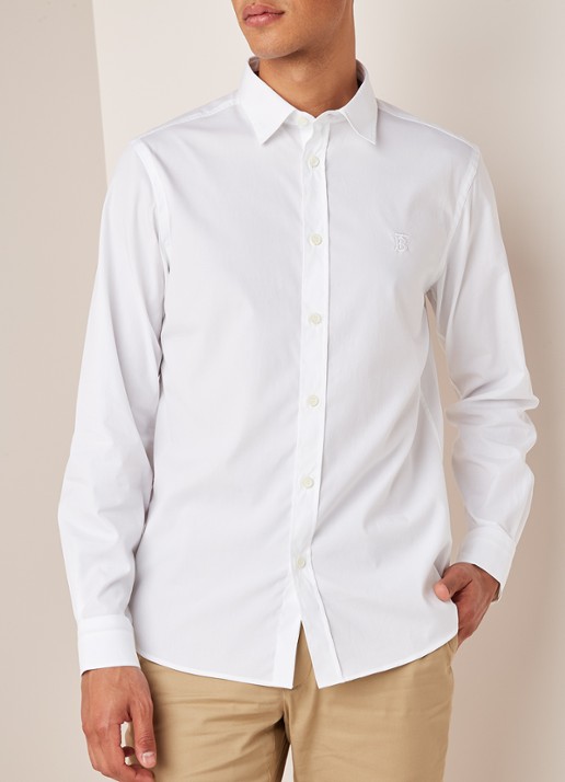 BURBERRY Louis regular fit overhemd met kentkraag - detail wit