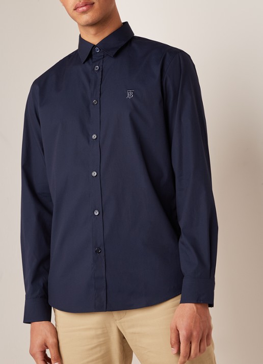 Burberry Louis regular fit overhemd met kentkraag - detail 4 donkerblauw