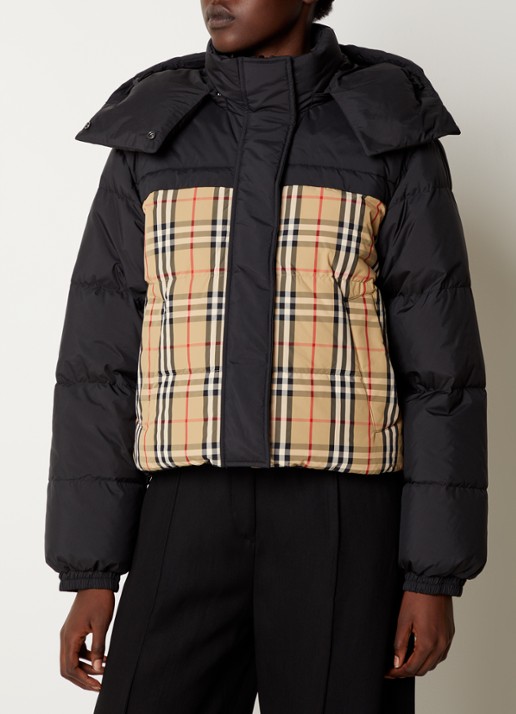Burberry Lydden reversible puffer jack met donsvulling en capuchon - detail 4 zwart