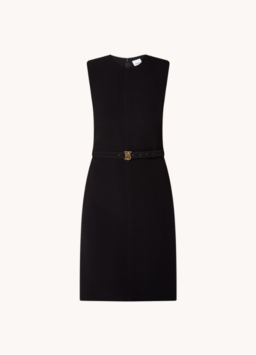 Burberry Macy mini kokerjurk met ceintuur - voorkant zwart