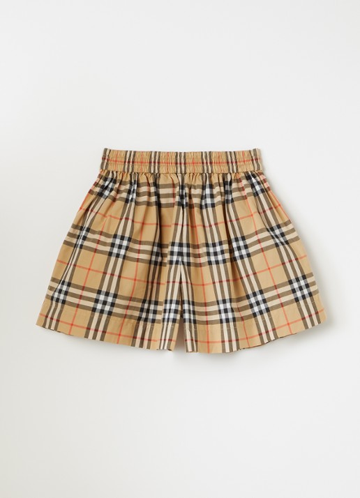 Burberry Marcy wide fit korte broek met ruitdessin - voorkant 3 beige