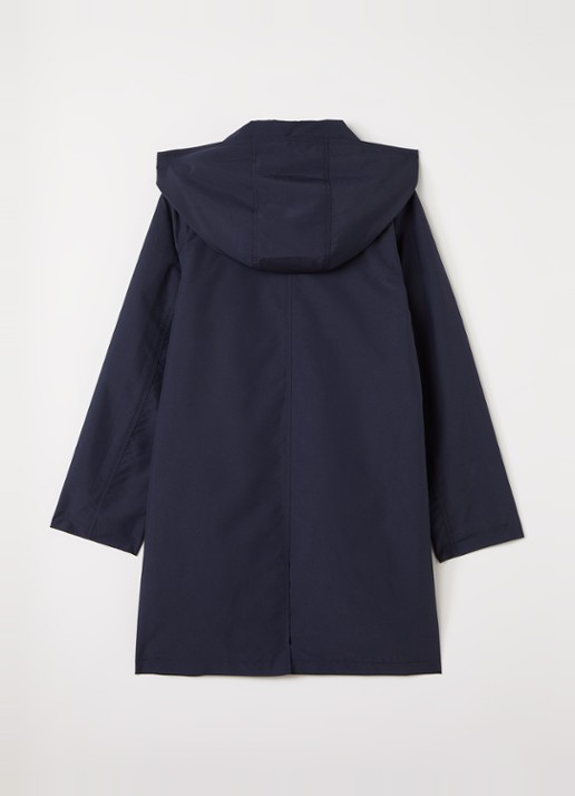 Burberry Martin trenchcoat met capuchon - achterkant donkerblauw