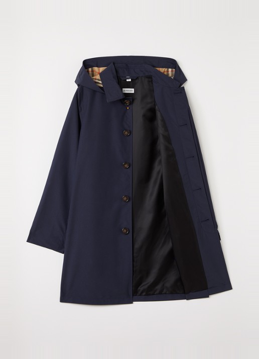 Burberry Martin trenchcoat met capuchon - voorkant 3 donkerblauw