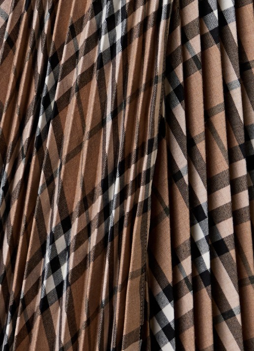 Burberry Midi rok in wolblend met plissé en ruitdessin - detail 3 beige