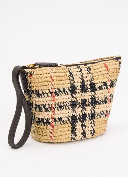 Burberry Mini handtas van raffia - achterkant 5 zand