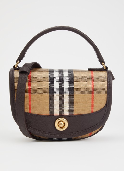 Burberry Mini Highlands crossbodytas van kalfsleer met ruitdessin