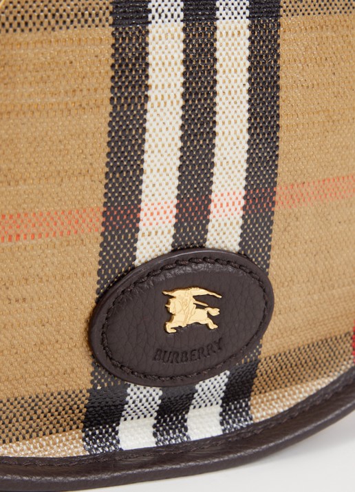 Burberry Mini Highlands schoudertas met ruitdessin en details van kalfsleer - detail 5 zand