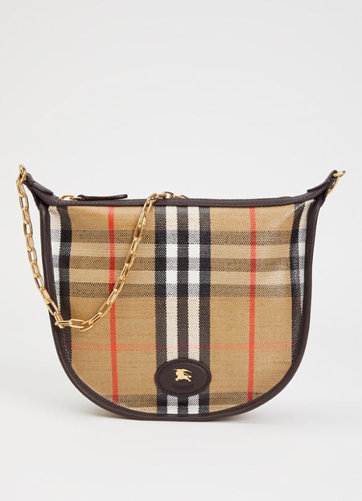 Burberry Mini Highlands schoudertas met ruitdessin en details van kalfsleer