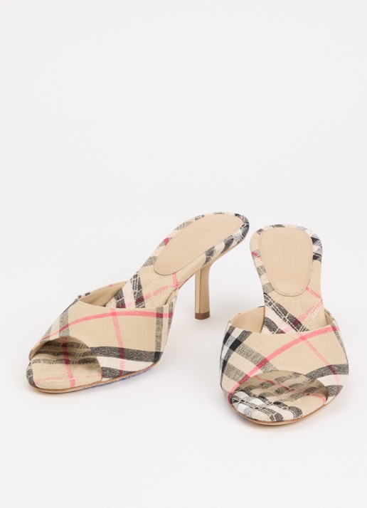 Burberry Muiltje met ruit dessin - detail 2 zand