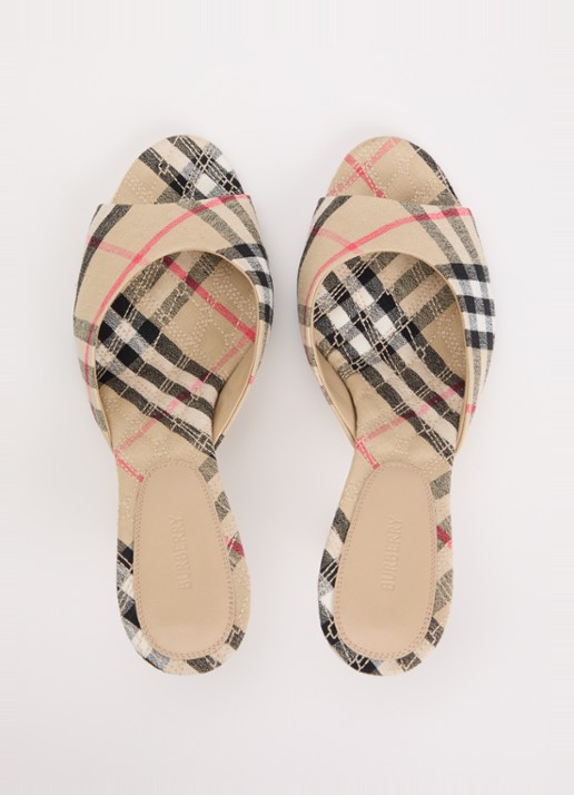 Burberry Muiltje met ruit dessin - detail 3 zand