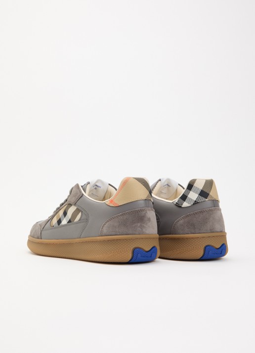 Burberry New Terrace sneaker van kalfsleer met kalfssuède details - achterkant 6 grijs