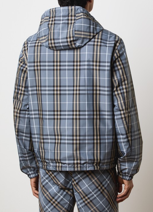 Burberry Newport reversible jack met ritszakken en capuchon - achterkant staalblauw