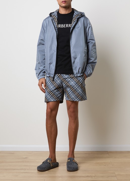 Burberry Newport reversible jack met ritszakken en capuchon - voorkant 3 staalblauw