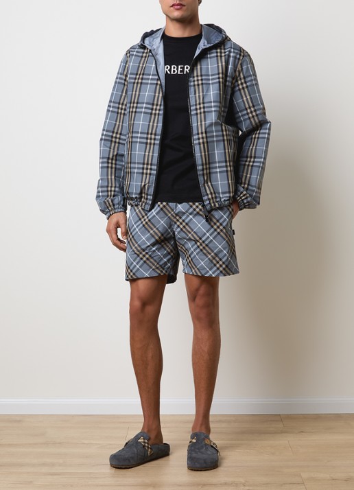 Burberry Newport reversible jack met ritszakken en capuchon - voorkant 4 staalblauw