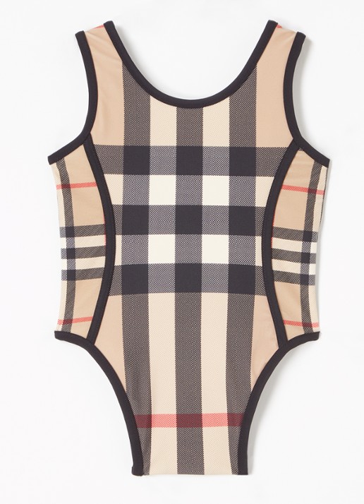 Burberry Nigella badpak met ruitdessin - voorkant beige