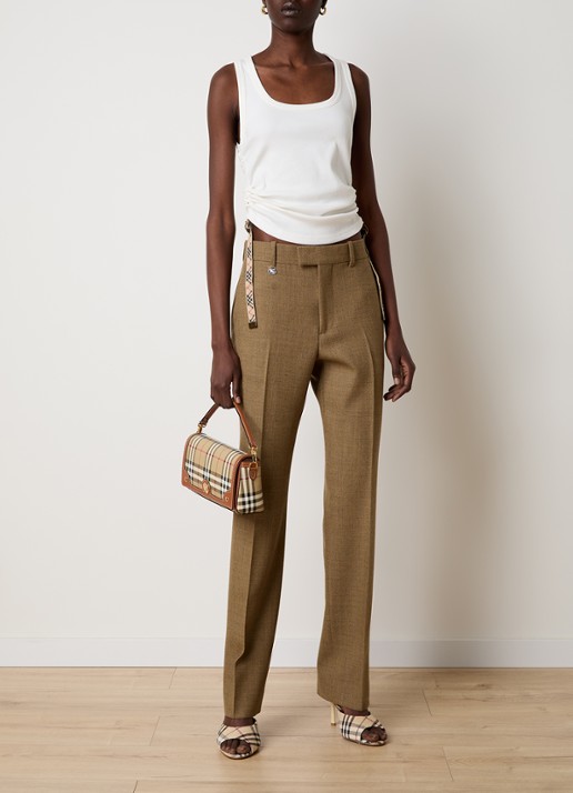 Burberry Note crossbodytas met ruitdessin en afneembare schouderriem - voorkant 3 cognac