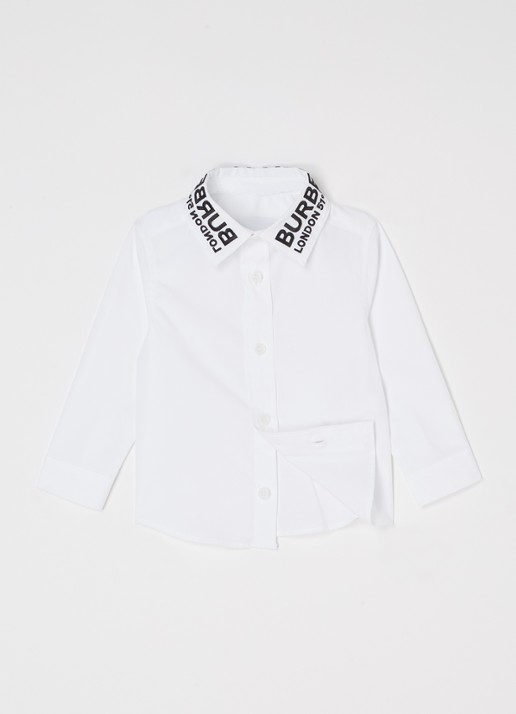 Burberry Owen overhemd met logoborduring - voorkant 2 wit