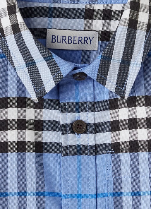 Burberry Owen overhemd met ruitdessin - detail 3 blauwgrijs