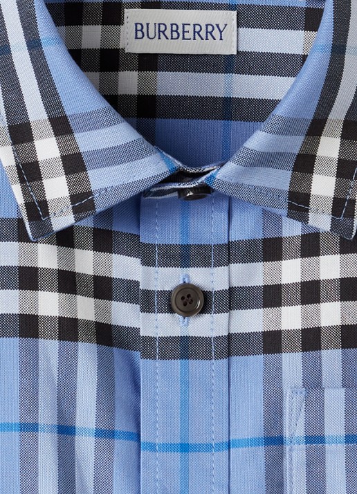 Burberry Owen overhemd met ruitdessin - detail blauwgrijs