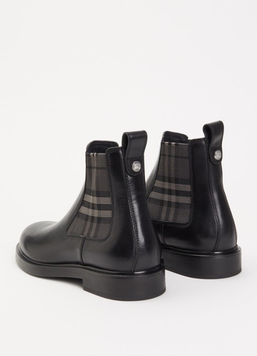 Burberry Pembroke Chelsea boot van kalfsleer met ruitdessin - achterkant 5 zwart