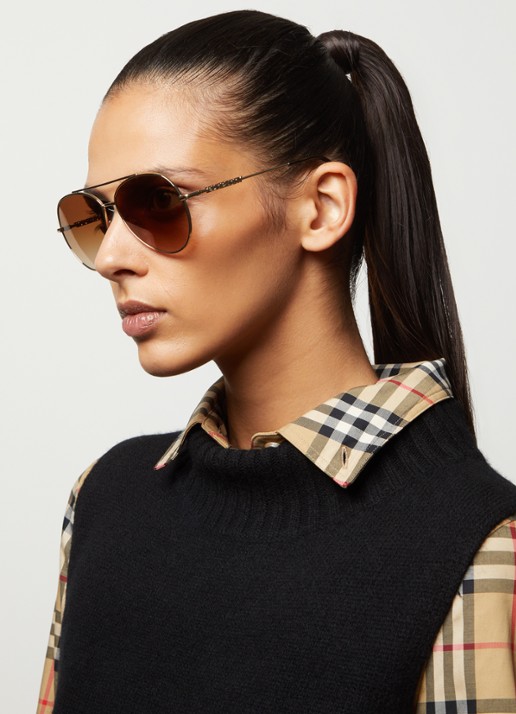 Burberry Piloten zonnebril BE3147 - voorkant 5 goud