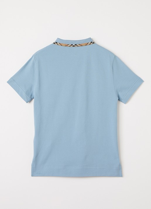 Burberry Polo met logo - voorkant 2 lichtblauw