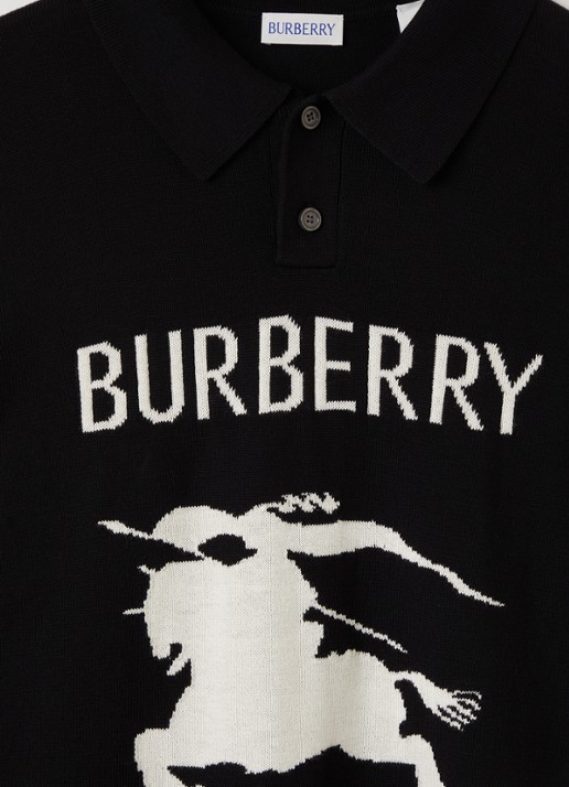 Burberry Polo met logoborduring - detail zwart