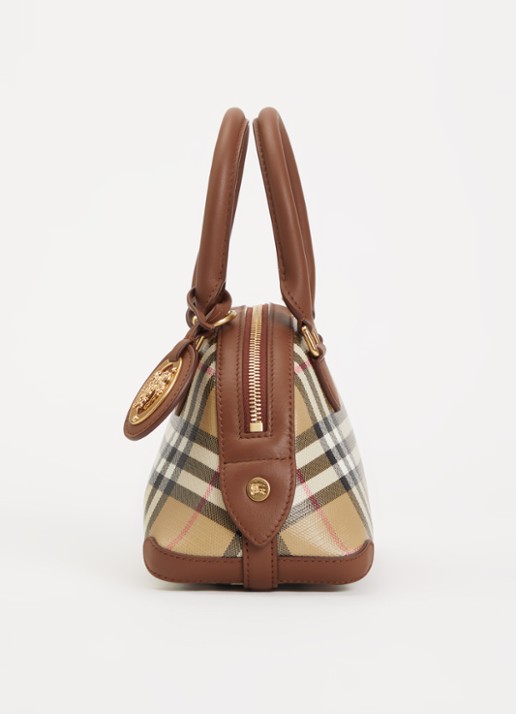 Burberry Primrose mini handtas met ruitdessin en details van kalfsleer - detail 3 bruin